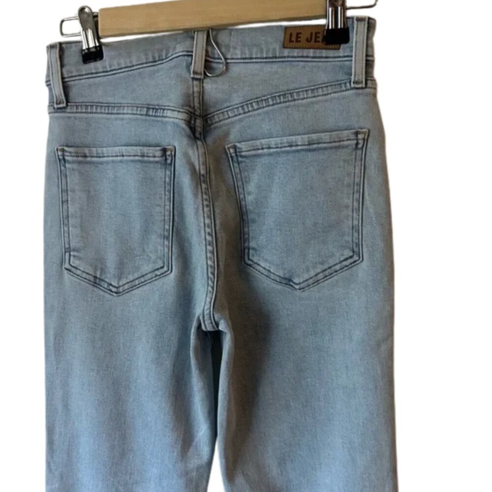 New Le Jean Bella Crop Flare Jeans Light Blue size 32 lightwash denim high rise - Picture 6 of 9